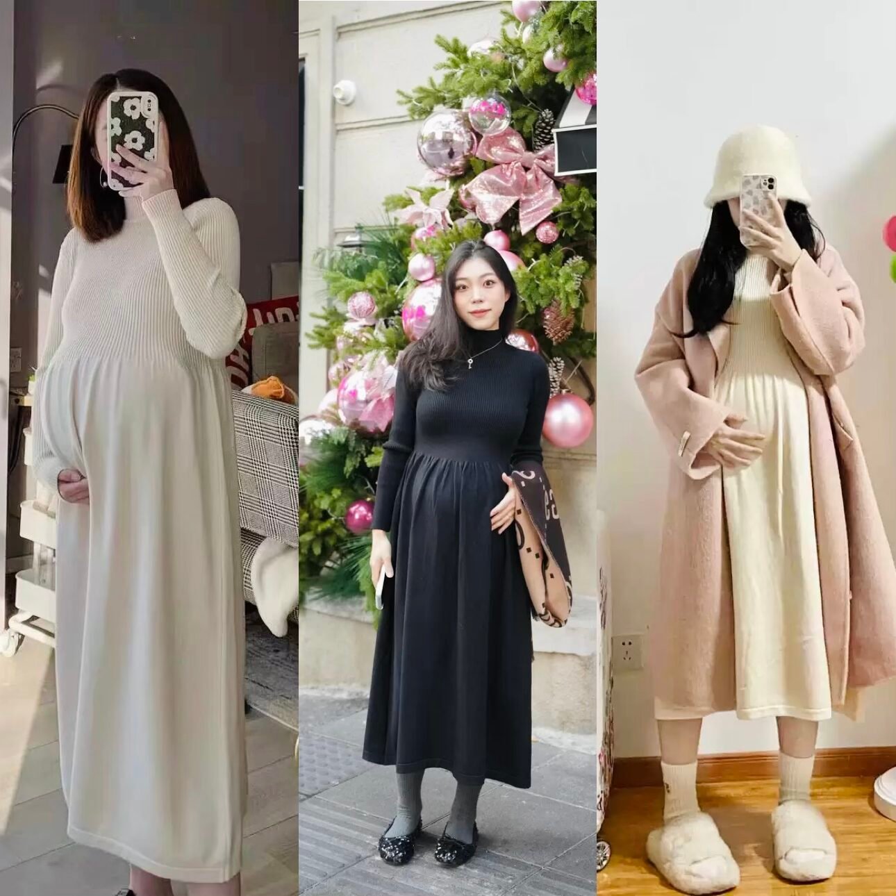 photo-output 2 2025 Autumn New Korean Style Fashionable High-Neck Knitted Maternity Dress http://detail.m.1688.com/page/index.htm?offerId=962696446503